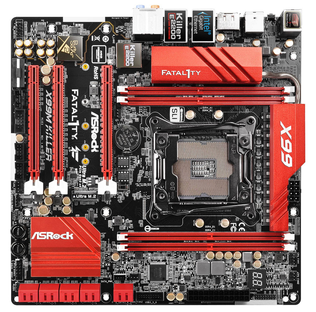 Immagine pubblicata in relazione al seguente contenuto: ASRock mostra una nuova motherboard per Haswell-E, la X99M Killer | Nome immagine: news21503_ASRock-X99M Killer_2.jpg